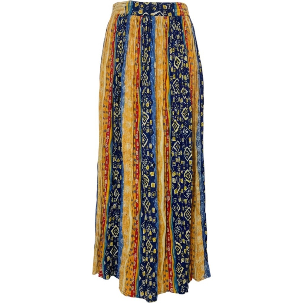 Revue Womens Cotton Maxi Skirt Size Large Boho Geometric Drawstring Skirt